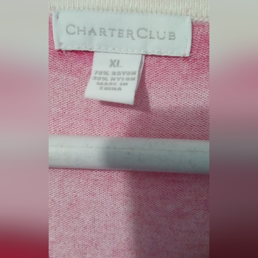 Charter Club Fuchsia Floral Cardigan - Picture 2 of 3